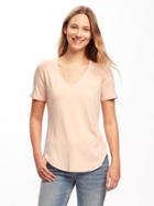 Old Navy Luxe Curved Hem V Neck Tee For Women - Peach Gelato