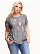 Old Navy Graphic Plus Size Tee Size 1x Plus - Grey