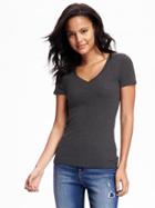 Old Navy Fitted V Neck Tee For Women - Medium Charcoal Gray