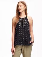 Old Navy High Neck Gauze Top For Women - Black