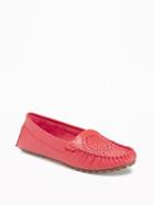 Old Navy Perforated Faux Leather Moccasins For Women - Coral Pink