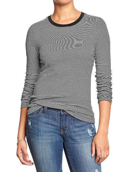 Old Navy Womens Perfect Tees - Black Stripe Top
