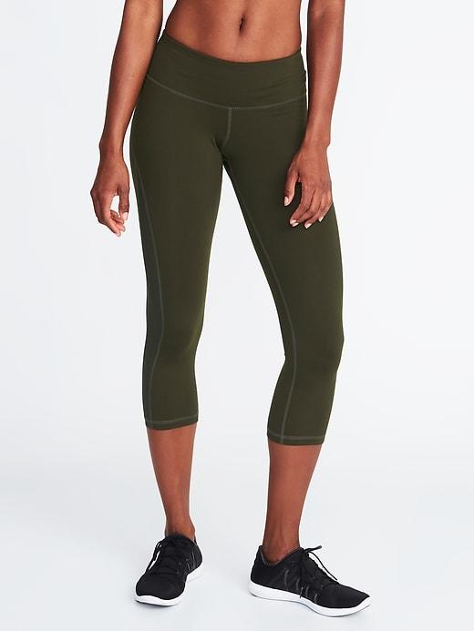Old Navy Womens Mid-rise Side-mesh Compression Crops Royal Pine Size M