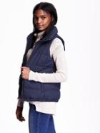 Old Navy Womens Quilted Fleece Lined Vest Size L Tall - Lost At Sea Navy