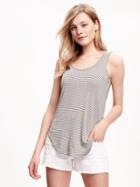 Old Navy Relaxed Curved Hem Scoop Neck Tank For Women - Gray Stripe