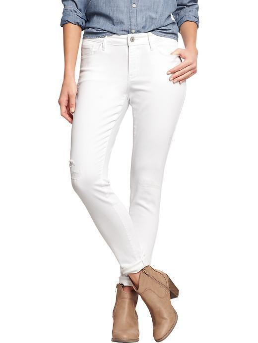 Old Navy Old Navy Womens The Rockstar Mid Rise White Jeans - Bright White