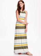 Old Navy Sleeveless Jersey Maxi Dress For Women - Olive Stripe