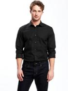 Old Navy Regular Fit Non Iron Signature Stretch Dress Shirt For Men - Black Dobby