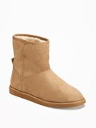 Old Navy Sueded Sherpa Lined Boots For Women - Nutmeg