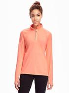 Old Navy Go Dry Performance 1/4 Zip Pullover For Women - Melon Shock Neon Poly