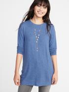 Old Navy Womens Relaxed Plush-knit Tunic Tee For Women Cowboy Blue Size Xxl