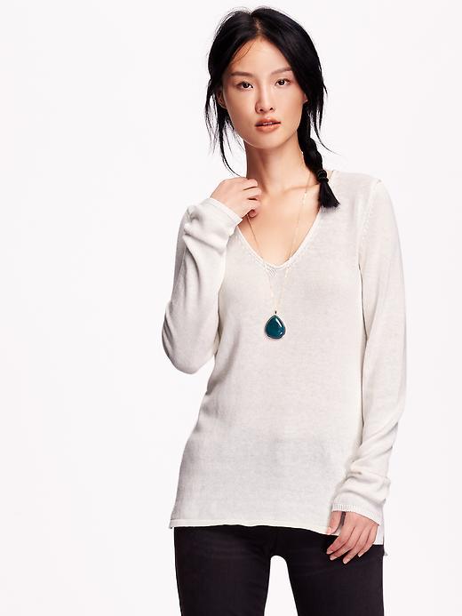 Old Navy Womens V Neck Pullover Size L Tall - Polar Bear