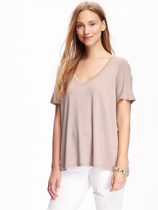 Old Navy Drapey V Neck Tee For Women - Icelandic Mineral