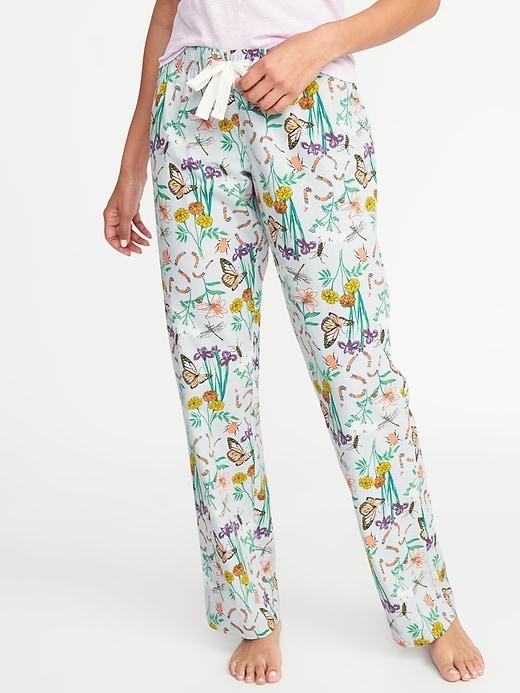 Old Navy Womens Patterned Poplin Sleep Pants For Women Orange Butterfly Size S