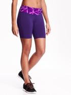 Old Navy Womens Go Dry Compression Shorts 8&quot; Size L - Purple Print