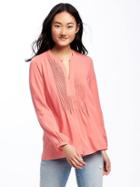 Old Navy Pintuck Swing Blouse For Women - Coral Tropics