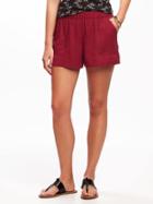 Old Navy Mid Rise Soft Pull On Utility Shorts For Women 4 - Red Velvet