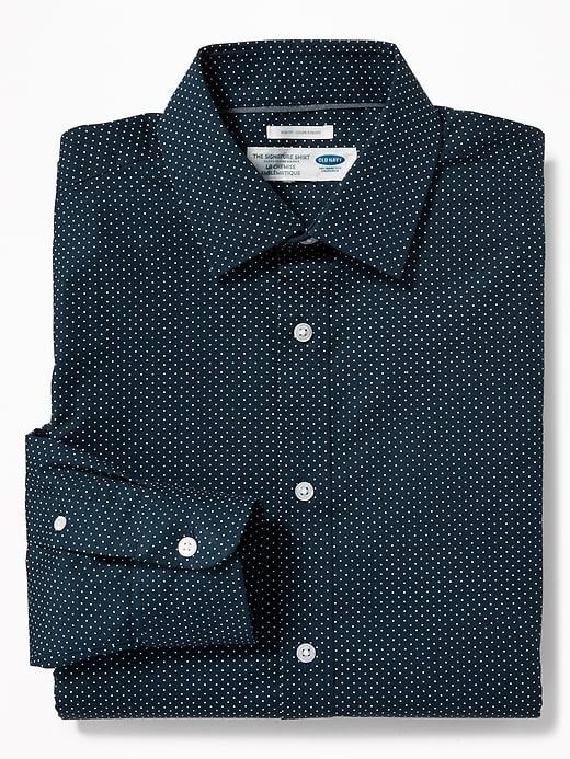 Old Navy Mens Regular-fit Built-in Flex Signature Non-iron Shirt For Men In The Navy Size Xs