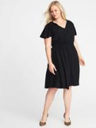 Old Navy Womens Waist-defined Plus-size V-neck Dress Blackjack Size 1x