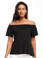Old Navy Off The Shoulder Cutwork Swing Tee For Women - Black