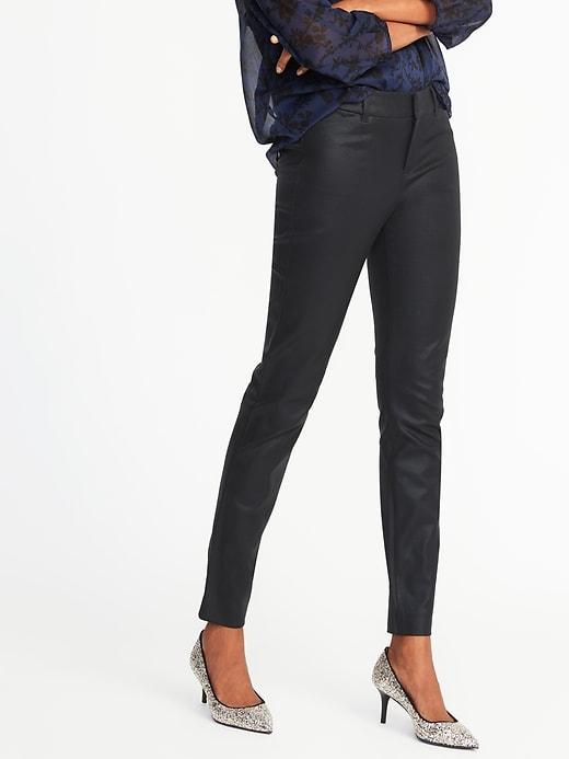 Old Navy Womens Mid-rise Coated Pixie Ankle Pants For Women Black Size 2