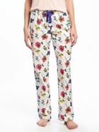 Old Navy Poplin Sleep Pants For Women - Pink/white Floral