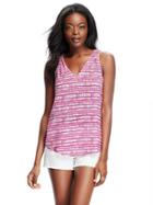Old Navy Patterned V Neck Cut Out Tank For Women - Pink Print