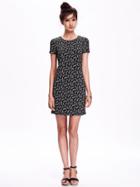Old Navy Fitted Tee Dress - Black Print