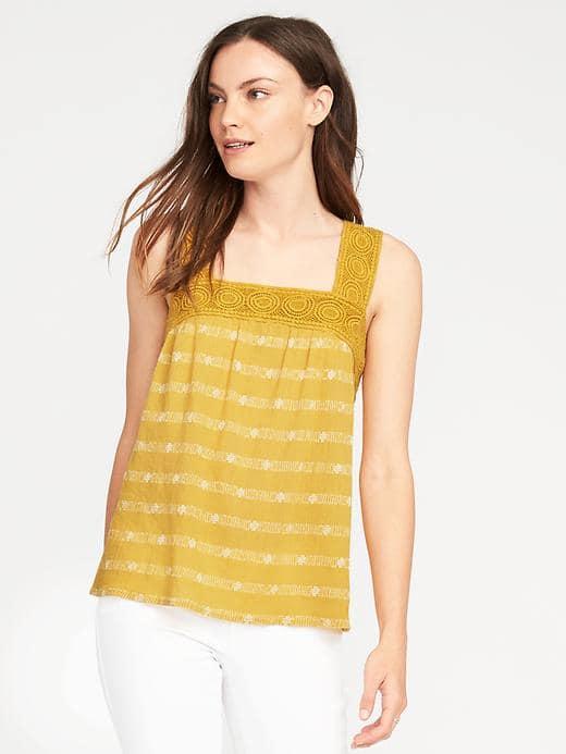 Old Navy Crochet Yoke Swing Tank For Women - Golden Opportunity