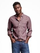 Old Navy Slim Fit Herringbone Grindle Shirt For Men - Burgundy Heather
