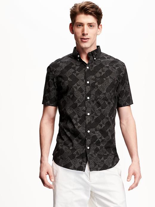 Old Navy Printed Slim Fit Poplin Shirt For Men - Pedal To The Metal
