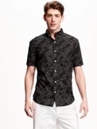 Old Navy Printed Slim Fit Poplin Shirt For Men - Pedal To The Metal