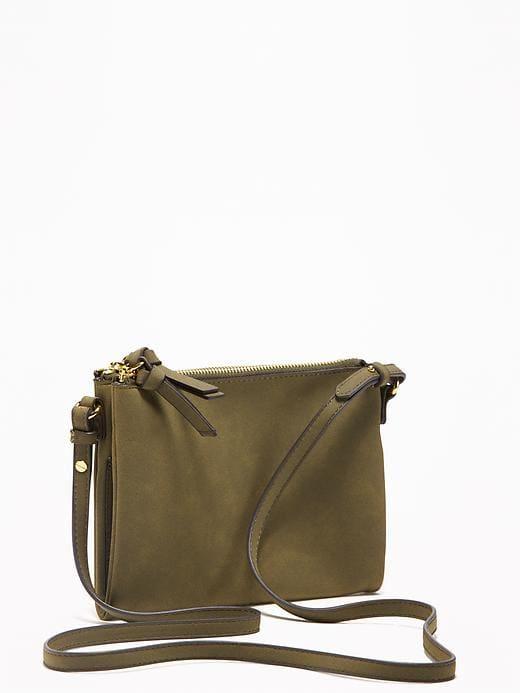 Old Navy Womens Sueded Dual-zip Crossbody Bag For Women Pasture Present Size One Size