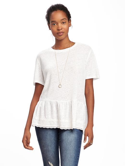 Old Navy Relaxed Peplum Hem Tee For Women - Cream