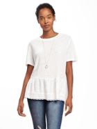 Old Navy Relaxed Peplum Hem Tee For Women - Cream