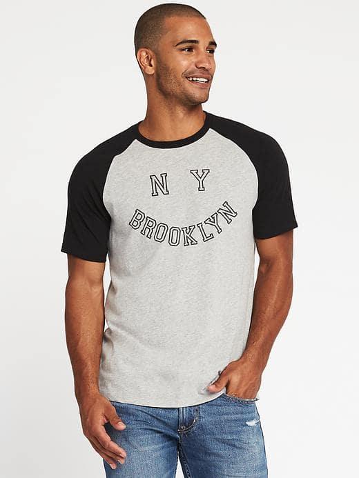 Old Navy Soft Washed Graphic Raglan Sleeve Tee For Men - Brooklyn Ny