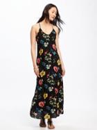 Old Navy Fit & Flare V Neck Maxi Dress For Women - Black Floral