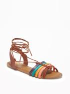 Old Navy Lace Up Huarache Sandals For Women - Multi Color