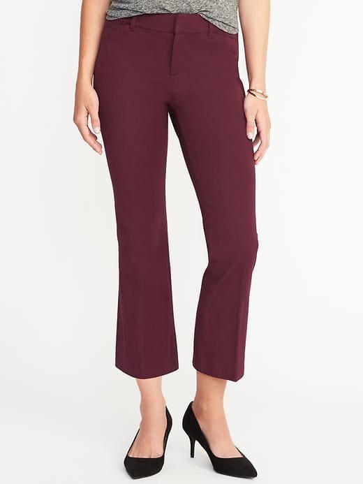 Old Navy Womens Mid-rise Pixie Flare Ankle Pants For Women Claret Red Size 2