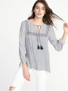 Old Navy Womens Relaxed Embroidered Tunic For Women Blue/white Stripe Size L