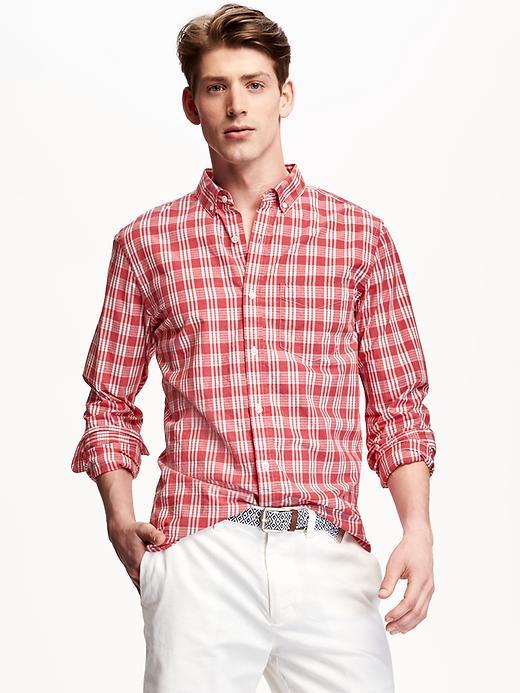 Old Navy Slim Fit Plaid Shirt For Men - Reddy Steady