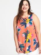 Old Navy Womens Plus-size High-neck Trapeze Tank Live Coral Floral Size 3x