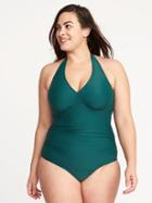 Old Navy Womens Smooth & Slim Plus-size Halter Swimsuit Spruce Mountain Size 2x