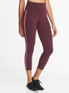Old Navy Womens High-rise Side-stripe 7/8-length Yoga Leggings For Women Dark Purple Size Xs