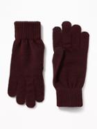 Old Navy Mens Text-friendly Sweater-knit Gloves For Men Dark Red Size S/m