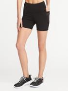 Old Navy Womens High-rise Side-pocket Compression Shorts For Women (5) Black Size L