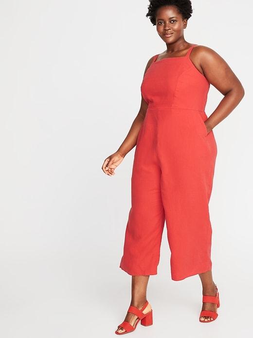 Linen-blend Cami Plus-size Jumpsuit