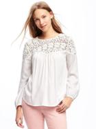Old Navy Relaxed Lace Yoke Blouse For Women - Catch My Drift