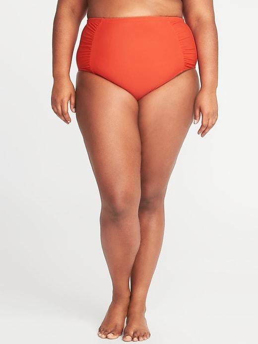 Old Navy Womens High-rise Smooth & Slim Plus-size Swim Bottoms Darling Clementine Size 1x