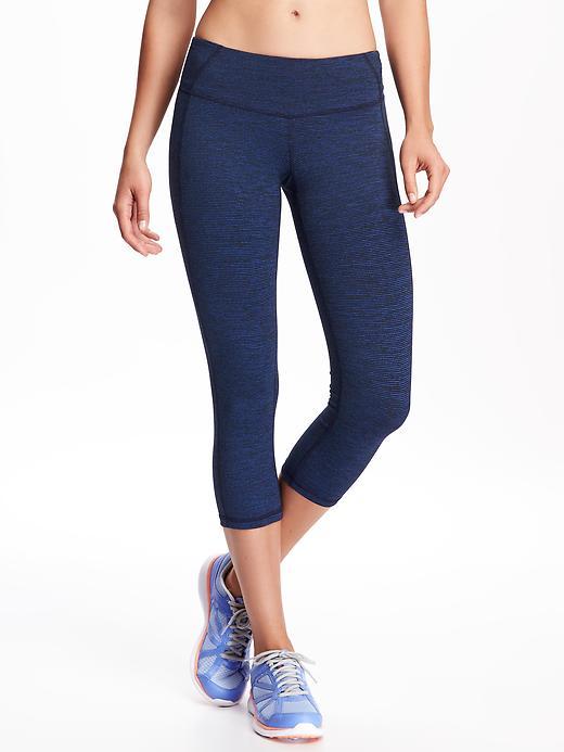 Old Navy Go Dry Mid Rise Melange Compression Crop For Women - Prize Winner Polyester